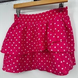 Aeropostale Elastic Waist Pink & White Polka Dot tiered Mini Skirt Sz L NWT